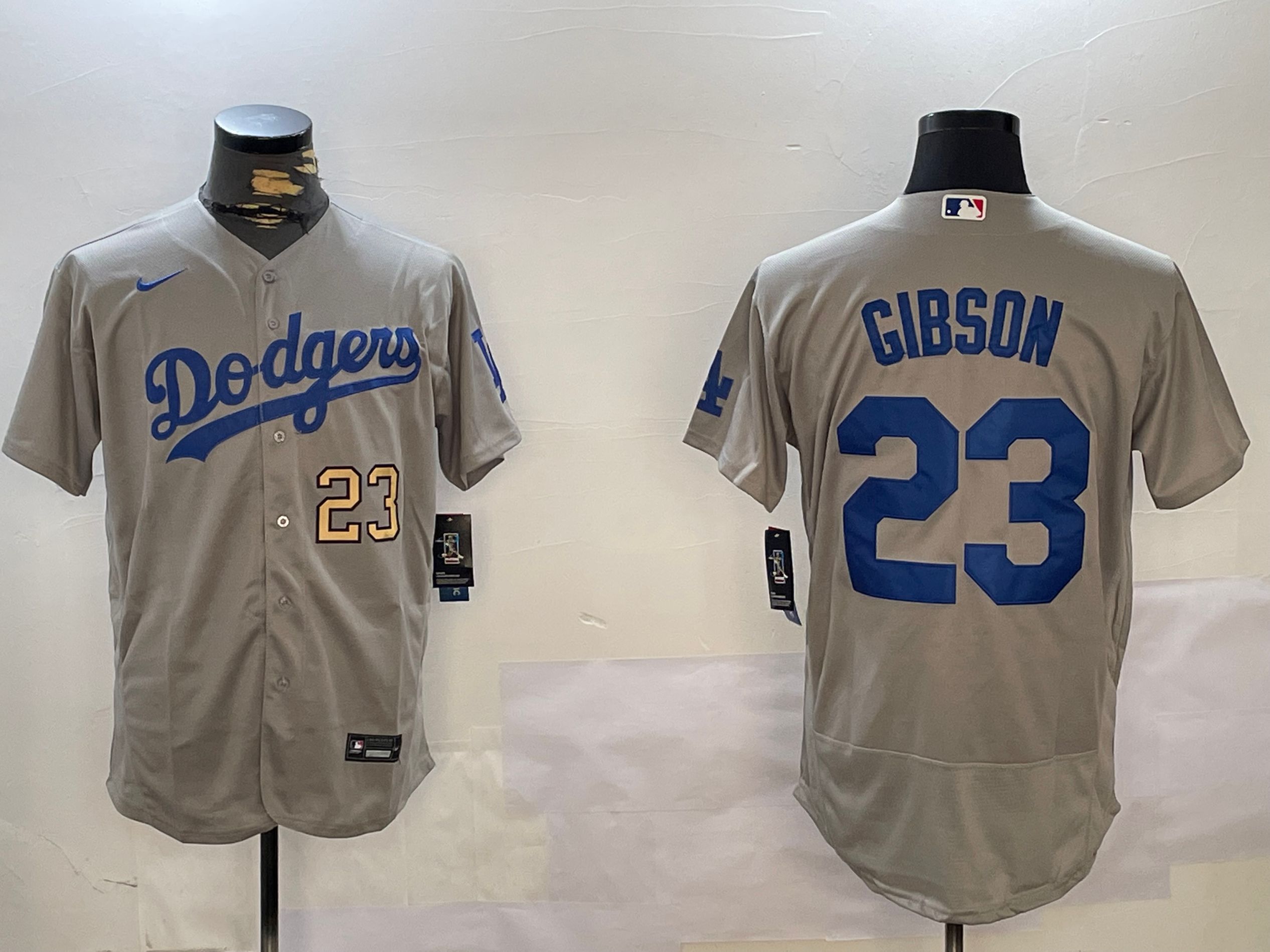 Men Los Angeles Dodgers #23 Gibson Grey Elite 2024 Nike MLB Jersey style 12162